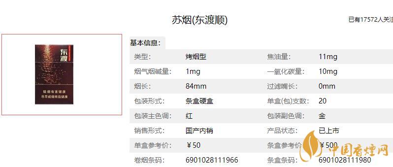 蘇煙東渡順價(jià)格 蘇煙東渡順香煙多少錢